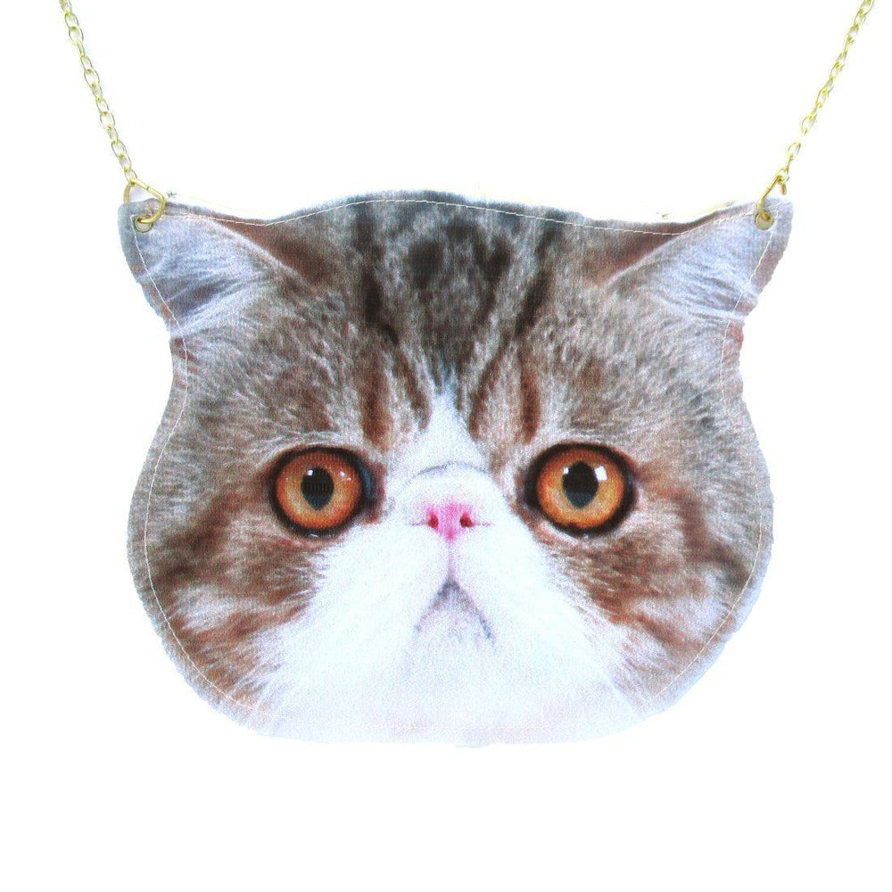 Calico Kitty Cat Face Shaped Vinyl Animal Themed Cross Shoulder Bag
