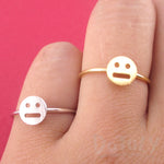 Expressionless Smiley Meh Indifferent Face Emoji Themed Adjustable Ring