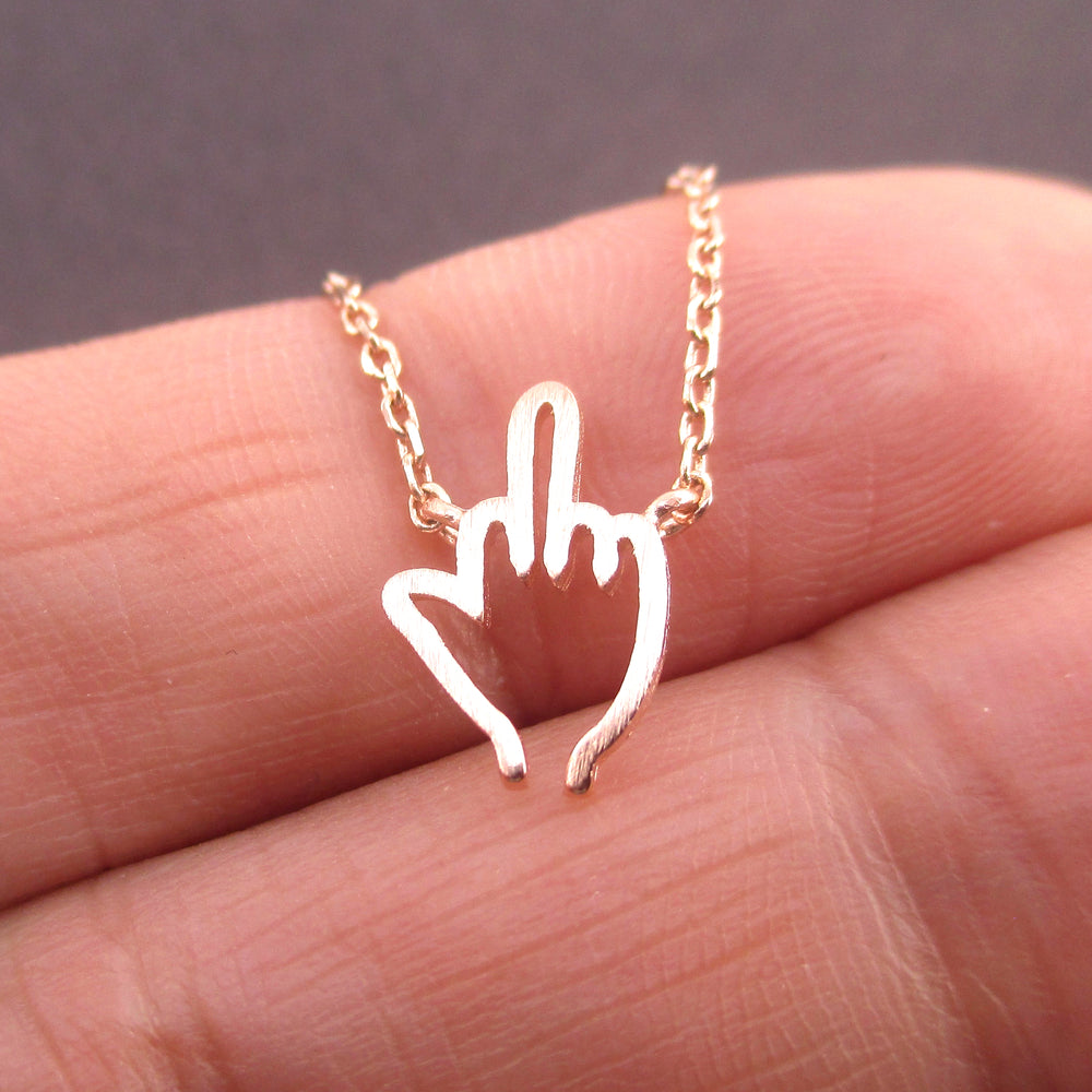 F*ck You Middle Finger Gesture  F word Outline Shaped Pendant Necklace