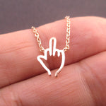 F*ck You Middle Finger Gesture  F word Outline Shaped Pendant Necklace