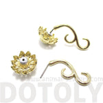 3D Sunflower Floral Flower Shaped Earrings in Gold
