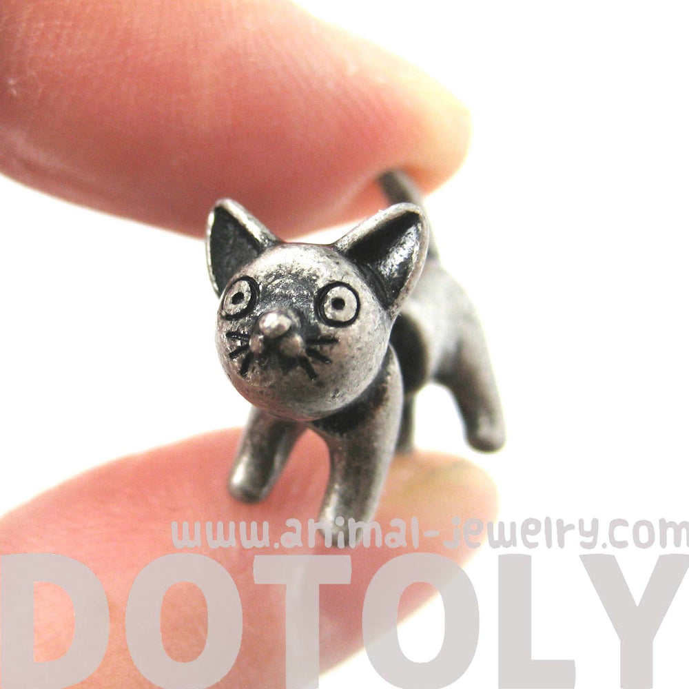 fake-gauge-earrings-adorable-kitty-cat-animal-plug-earrings-in-silver