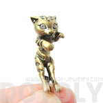Cute Kitty Cat Shaped Animal Themed Fake Gauge Stud Earrings in Brass