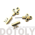 fake-gauge-earrings-antique-key-shaped-faux-plug-stud-earrings-in-brass
