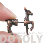 Fake Gauge Earrings: Bambi Deer Animal Faux Plug Earrings in Copper