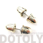 Bullet Shaped Faux Plug Taper Stud Fake Gauge Earrings in Shiny Gold