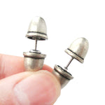 Fake Gauge Earrings: Bullet Shaped Faux Plug Stud Earrings in Silver