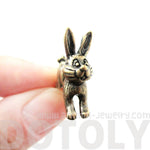 Cute Bunny Rabbit Animal Shaped Plug Fake Gauge Stud Earrings in Brass