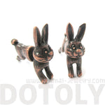 Cute Bunny Rabbit Animal Shaped Plug Fake Gauge Copper Stud Earrings