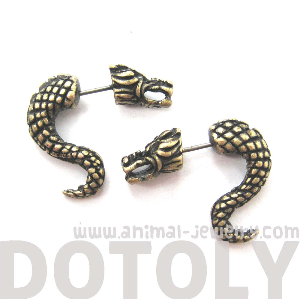 fake-gauge-earrings-detailed-dragon-animal-shaped-plug-stud-earrings-in-brass