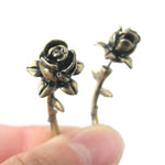 Detailed Rose Floral Flower Shaped Plug Fake Gauge Earrings in Brass