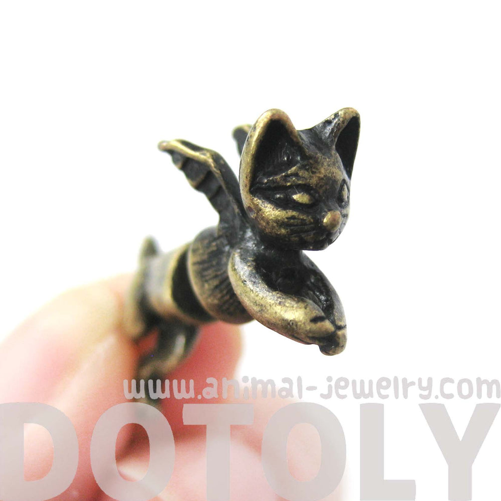 fake-gauge-earrings-kitty-cat-burglar-animal-shaped-plug-earrings-with-wings-in-brass