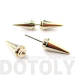 Unisex Geometric Spike Shaped Front and Back Earrings in Shiny Gold