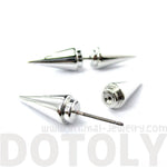 Unisex Geometric Spike Shaped Front and Back Earrings in Shiny Silver