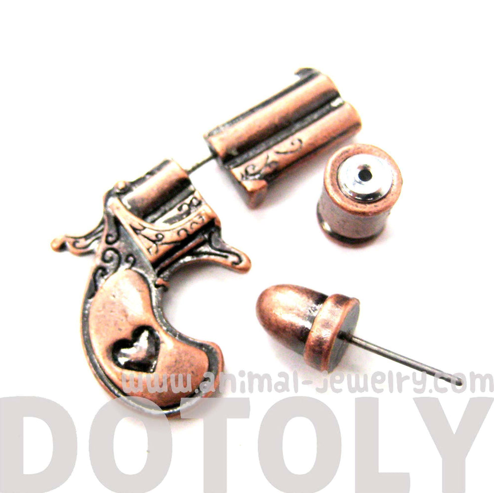 fake-gauge-earrings-gun-pistol-and-bullet-shaped-faux-plug-stud-earrings-in-copper