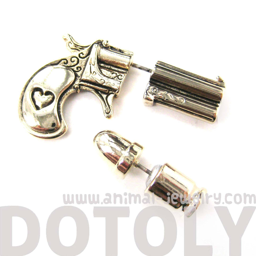 fake-gauge-earrings-gun-pistol-and-bullet-shaped-faux-plug-stud-earrings-in-shiny-gold