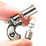 fake-gauge-earrings-gun-pistol-and-bullet-shaped-faux-plug-stud-earrings-in-silver
