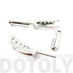 Knife Katana Sword Shaped Two Part Fake Gauge Earrings in Shiny Silver