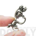 Monkey with Binoculars Shaped Front and Back Stud Earrings in Silver | DOTOLY