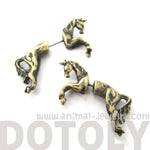 Fake Gauge Earrings: Mythical Unicorn Horse Animal Faux Plug Stud Earrings in Brass | DOTOLY