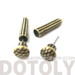 Fake Gauge Earrings: Nail Spike Stake Shaped Faux Plug Stud Earrings in Brass | DOTOLY