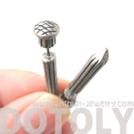 Fake Gauge Earrings: Nail Spike Stake Shaped Faux Plug Stud Earrings in Silver | DOTOLY