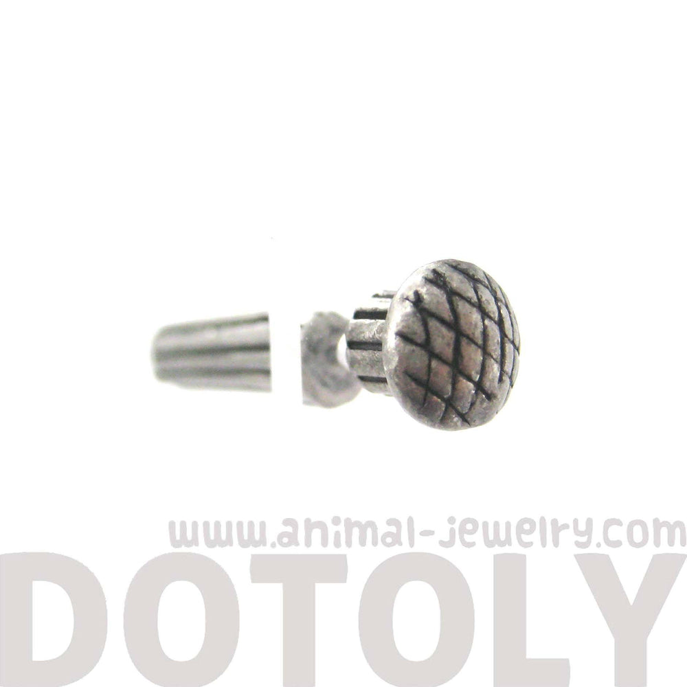 Fake Gauge Earrings: Nail Spike Stake Shaped Faux Plug Stud Earrings in Silver | DOTOLY