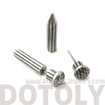 Fake Gauge Earrings: Nail Spike Stake Shaped Faux Plug Stud Earrings in Silver | DOTOLY