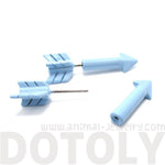 Fake Gauge Earrings: Realistic Arrow Shaped Faux Plug Stud Earrings in Pale Blue | DOTOLY