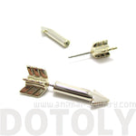 Fake Gauge Earrings: Realistic Arrow Shaped Faux Plug Stud Earrings in Shiny Gold | DOTOLY