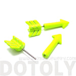Fake Gauge Earrings: Realistic Arrow Shaped Faux Plug Stud Earrings in Yellow | DOTOLY