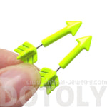 Fake Gauge Earrings: Realistic Arrow Shaped Faux Plug Stud Earrings in Yellow | DOTOLY