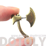 Fake Gauge Earrings: Realistic Axe Shaped Faux Plug Stud Earrings in Brass | DOTOLY