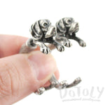 Fake Gauge Earrings: Realistic Beagle Puppy Dog Shaped Two Part Stud Earrings in Silver | DOTOLY