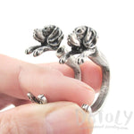 Fake Gauge Earrings: Realistic Beagle Puppy Dog Shaped Two Part Stud Earrings in Silver | DOTOLY