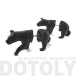 Fake Gauge Earrings: Realistic Black Bear Shaped Animal Themed Faux Plug Stud Earrings | DOTOLY