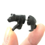 Fake Gauge Earrings: Realistic Black Bear Shaped Animal Themed Faux Plug Stud Earrings | DOTOLY