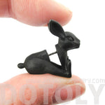 Fake Gauge Earrings: Realistic Bunny Rabbit Animal Shaped Plug Stud Earrings in Black | DOTOLY