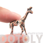 Fake Gauge Earrings: Realistic Giraffe Shaped Animal Faux Plug Stud Earrings in Copper | DOTOLY