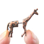 Fake Gauge Earrings: Realistic Giraffe Shaped Animal Faux Plug Stud Earrings in Copper | DOTOLY