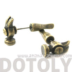 Fake Gauge Earrings: Realistic Hammer Shaped Faux Plug Stud Earrings in Bronze | DOTOLY