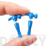 Fake Gauge Earrings: Realistic Hammer Shaped Front and Back Stud Earrings in Blue | DOTOLY
