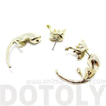 Fake Gauge Earrings: Realistic Kitty Cat Pet Animal Shaped Plug Stud Earrings in Gold | DOTOLY