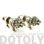Fake Gauge Earrings: Realistic Lion Animal Shaped Plug Earrings in Brass | DOTOLY