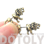 Fake Gauge Earrings: Realistic Lion Animal Shaped Plug Earrings in Brass | DOTOLY