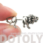 Fake Gauge Earrings: Realistic Lion Animal Shaped Plug Earrings in Silver | DOTOLY