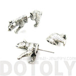 Fake Gauge Earrings: Realistic Polar Bear Shaped Animal Themed Faux Plug Stud Earrings in Silver | DOTOLY
