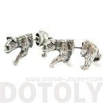 Fake Gauge Earrings: Realistic Polar Bear Shaped Animal Themed Faux Plug Stud Earrings in Silver | DOTOLY
