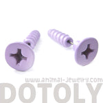 Fake Gauge Earrings: Realistic Screw Shaped Faux Plug Stud Earrings in Pale Purple | DOTOLY