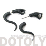 Fake Gauge Earrings: Realistic Snake Cobra Animal Shaped Stud Plug Earrings in Black | DOTOLY